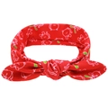 Fascia neonato rossa con orecchie di coniglio e simpatici motivi a forma di topo bianco e foglie - Natale Rosso