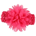 Elastic baby headband with a vibrant bright pink chiffon flower for infants and kids - Rose Red