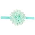 Mint green chiffon flower baby headband with 1.5cm elastic band for infants - Turquoise Blue