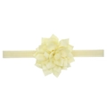 Bandeau bébé jaune clair avec fleurs de lotus en tissu multicouches et ruban élastique - Blanc Lait