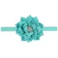 Teal baby elastic headband with double-layered chiffon flower and sparkling rhinestones - Turquoise Blue
