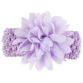 Lavender knitted baby headband with large chiffon flower for infants and toddlers - Light Purple