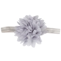 Elastic baby headband with large layered lavender chiffon flower for toddlers - Gray