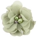 Fermaglio per capelli a fiore verde pallido con perle e strass per bambine piccole - Verde