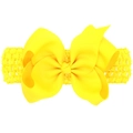 Fascia per capelli con fiocco giallo vibrante in tessuto a coste per neonati - Giallo