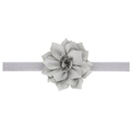 Bandeau élastique pour bébé avec fleur en tissu gris clair multicouche pour nouveau-nés - Gris