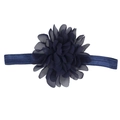 Elastic baby headband with a navy blue 120D chiffon flower in soft fabric - Navy Blue