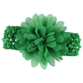 Infant green crochet headband featuring a large layered 3D chiffon floral decoration - Christmas Green