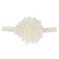 Cream white chiffon flower baby headband with soft high elastic band for infants - Milk White