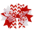 Lazo para el pelo de capas rojo y blanco con diseño de zig-zag para niñas pequeñas - Rojo