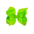 Neon green grosgrain ribbon hair bow for kids with a large 15cm double layered design - Green