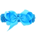 Fascia neonato blu reale con grande fiocco in gros-grain su banda elastica crochet - Blu