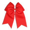 Large red grosgrain bow hair tie with swallowtail design and elastic rubber band - Red