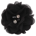 Fermaglio per capelli a fiore in rete nera fatto a mano con perle e strass luminosi - Nero