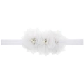 Bandeau blanc pour bébé avec fleurs en dentelle, perles et strass élégants - Blanc