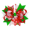 Christmas multilayer ribbon bow hair clip with Santa and snowflake patterns for kids - Red Green Festive Character Style (3#)