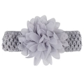 Light grey baby knit headband with a soft layered chiffon flower for infants and toddlers - Gray