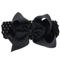 Fascia per capelli nera per bambini con fiocco in grosgrain e nastro elastico - Nero