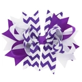 Pasador de pelo con lazo grande morado y blanco con diseño de ondas para niñas - Morado