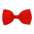 Classic red grosgrain ribbon bow hair clip for girls with ribbed texture and white background - Red