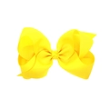 Large yellow grosgrain ribbon hair bow for babies with a classic double-layered design - Yellow