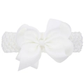 Fascia elastica bianca per neonati con un grande fiocco in nastro grosgrain stratificato - Bianco