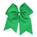 Large bright green grosgrain ribbon bow hair tie with swallowtail for girls - Green