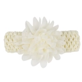 Ivory white crochet baby headband with large layered chiffon flower for weddings - Creamy White