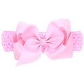 Fascia per capelli con fiocco rosa chiaro ed elastico fucsia per neonata - Rosa