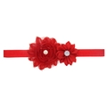 Elastisches Baby-Stirnband in Rot mit Sonnenblumen-Netzrose und Strass-Details - Rot