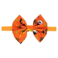 Halloween kids pumpkin bow headband with orange bat and ghost prints for party wear - Orange