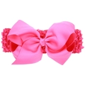 Fascia neonata rosa acceso con grande fiocco in gros-grain e fascia elastica a maglia - Rosa Intenso