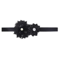 Elastisches schwarzes Baby-Stirnband mit Netzrose, Perlenakzent und Strassblume - Schwarz