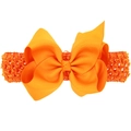 Fascia per neonati arancione brillante con grande fiocco a coste su cinturino elastico - Arancione
