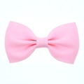 Pink grosgrain ribbon bow hair clip for girls with elegant ribbed texture and double wings - Pink