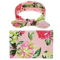 Detailansicht von Baby-Pucktuch und Stirnband-Set mit rosa floralem Rosenmuster - Zartrosa Rosenstil (11)