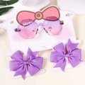 Set occhiali da sole sfumati rosa viola e fermagli per capelli con fiocco viola - Occhiali esagonali e fiore esagonale viola