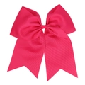 Large hot pink grosgrain ribbon bow hair tie with swallowtail cut for girls - Rose Red