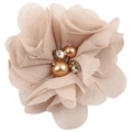 Παιδικό κλιπ μαλλιών από σιφόν σε σαμπανιζέ χρώμα με πέρλες και λαμπερά στρας - Ανοιχτό Καφέ