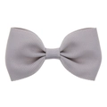 Classic light grey grosgrain ribbon bow hair clip for children with ribbed texture - Gray