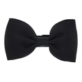 Classic small black grosgrain bow hair clip with ribbed texture for kids and girls - Black