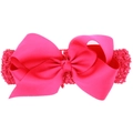 Fascia per neonati rosa acceso con fiocco in grosgrain e fascia elastica all'uncinetto - Rosa Rossa