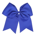Royal blue double layer grosgrain ribbon bow hair tie for girls with four hanging tails - Sapphire Blue