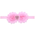 Rosa Herz-Strass-Spitzenstirnband für Babys mit Chiffon-Rosen und elastischem Haarband - Rosa