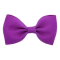 Small purple grosgrain ribbon bow hair clip with a classic solid color design - Deep purple