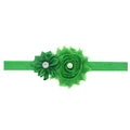 Elastic baby headband with dark green satin and chiffon handmade flowers for photography - Christmas Green