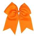 Large bright orange grosgrain ribbon bow hair tie for girls with ribbed texture - Orange
