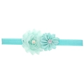 Mint green baby sunflower headband with elastic band and pearl floral details - Turquoise Blue
