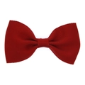 Children's small red grosgrain ribbon bow hair clip with textured ribbed fabric - Burgundy