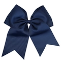 Big navy blue grosgrain ribbon bow hair tie with swallowtail design for girls - Navy Blue